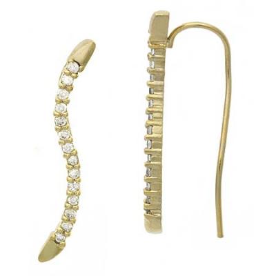 18K Gold over Sterling Silver CZ Wave Drop Earrings