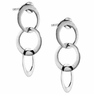Sterling Silver Intertwined Dangling Flat Circle Earrings