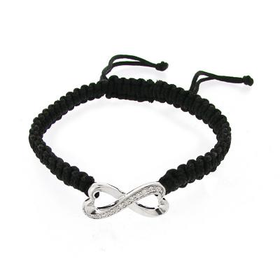 Sterling Silver CZ Infinity Adjustable Weave Bracelet