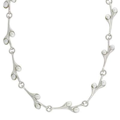 Sterling Silver Genuine Freshwater Cultured White Pearl Vine Necklace