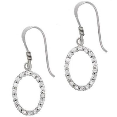 Sterling Silver .925 Diamond cubic zirconia stone cz Oval Earrrings