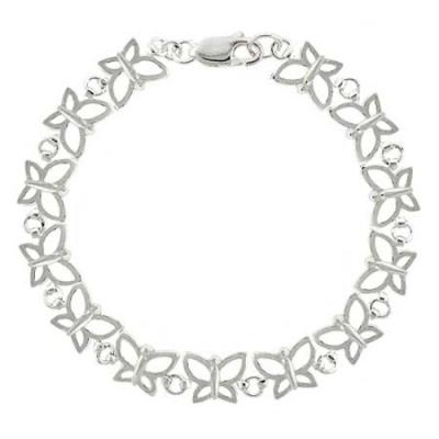 Summer Filigree Butterfly Link Sterling Silver Tennis Bracelet