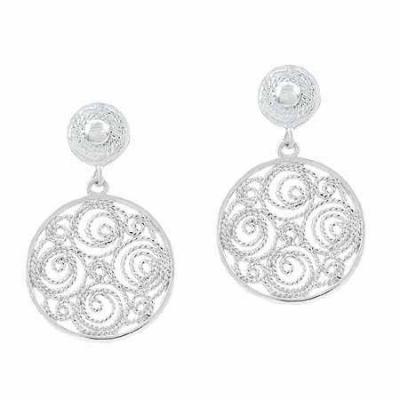Sterling Silver Filigree Round Circle Earrings