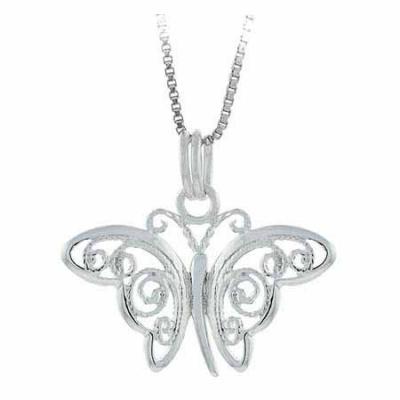 Sterling Silver Filigree Butterfly Pendant