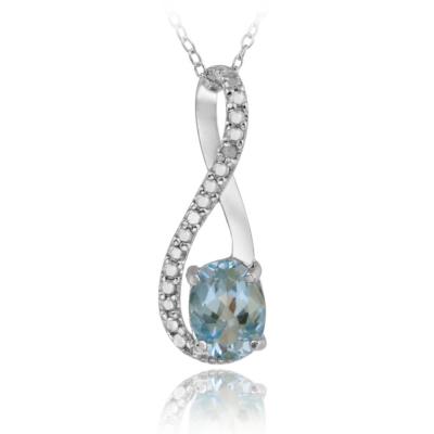 Sterling Silver Blue Topaz & Diamond Accent Twist Pendant