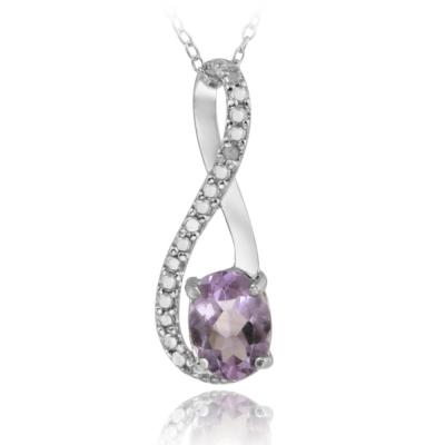 Sterling Silver Amethyst & Diamond Accent Twist Pendant