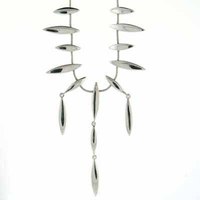 Sterling Silver Snake Necklace with Dangling Silver Design