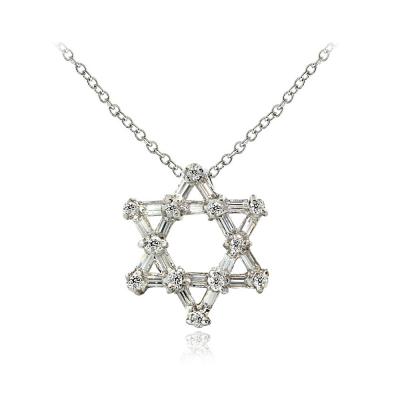 Silver ~Star of David~ Diamond Cubic Zirconia Slide Pendant