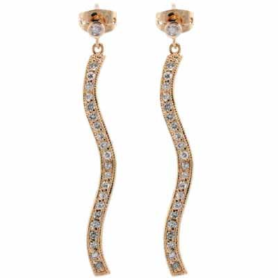 18K Gold over Sterling Silver CZ Pave Swirl Dangle Earrings