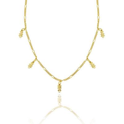18K Gold over Sterling Silver Figaro Chain Monkey Charm Necklace