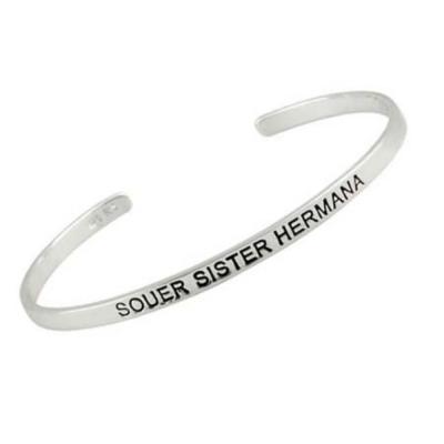 Sterling Silver Souer, Sister, Hermana Inspirational Cuff Bangle