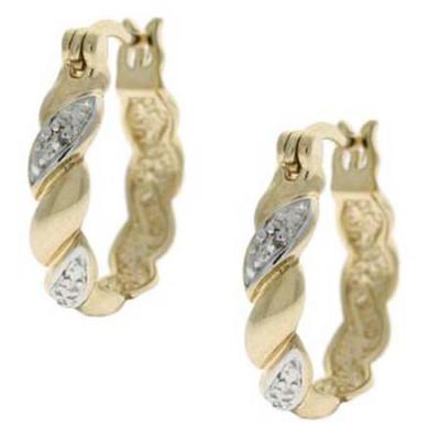 18k Gold over Sterling Silver Diamond Accent Twist Hoop Earrings