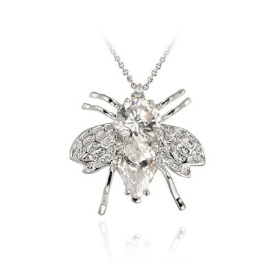 Sterling Silver Simulated Diamond CZ Bee Pin