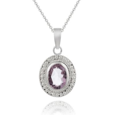 Sterling Silver Genuine Amethyst Oval Pendant