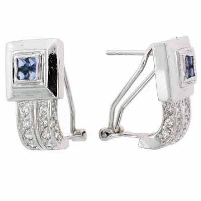 Sterling Silver Tanzanite & White CZ Drop Earrings