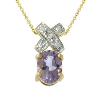 18k Gold over Silver Amethyst & Diamond Accent XO Pendant