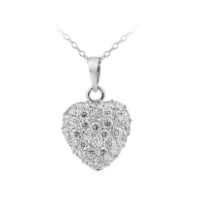 Sterling Silver CZ Mini Heart Locket Necklace