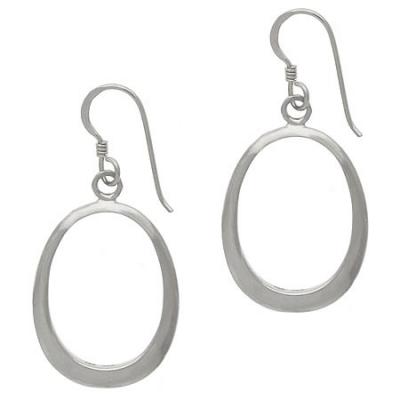 Sterling Silver Open Oval Dangle Earrings