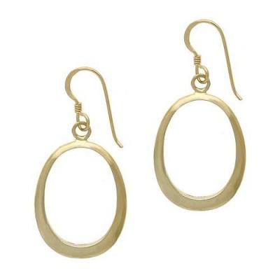 18K Gold Over Sterling Silver Open Oval Dangle Earrings
