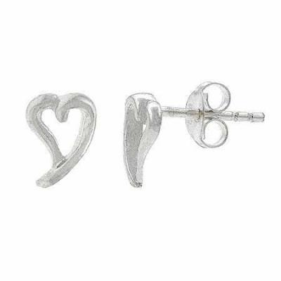 Sterling Silver Open Heart Mini Stud Earrings