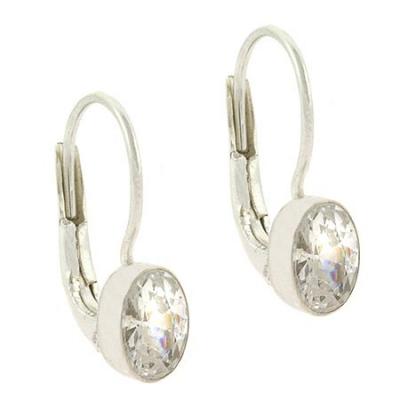 Large Sterling Silver Diamond cz stone Lever Back LeverBack Earrings