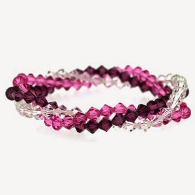Multi Color Swarovski Elements Three Strand Bracelet
