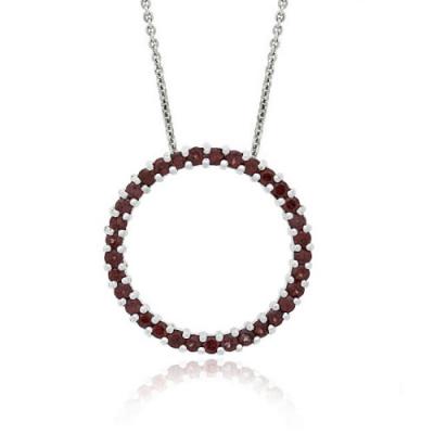 Sterling Silver 1.6ct. TGW Garnet Open Circle Pendant