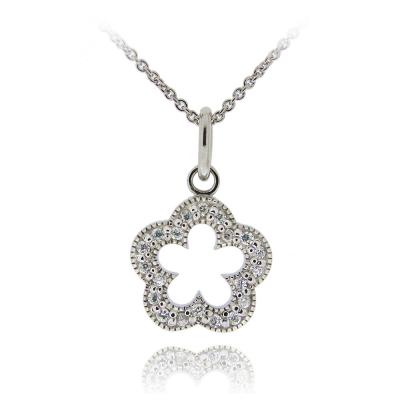 Sterling Silver CZ Open Flower Necklace