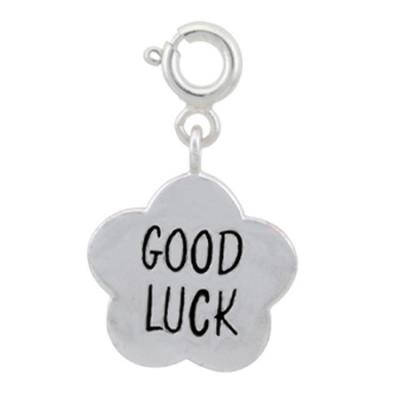 Sterling Silver Flower 'Good Luck' Charm