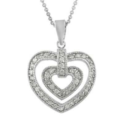 Sterling Silver CZ Double Heart Pendant