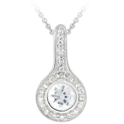Sterling Silver CZ Round Pendant