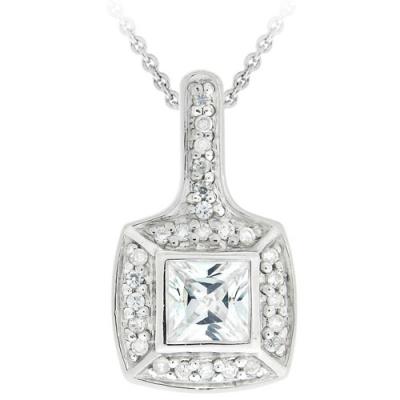 Sterling Silver CZ Square Pendant