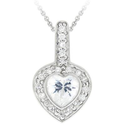 Sterling Silver CZ Heart Pendant