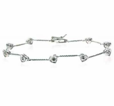 Sterling Silver Diamond Accent Heart Tennis Bracelet