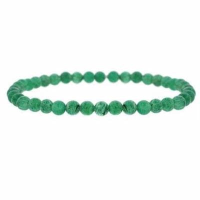 Aventurine Green Stone 4mm Bead Beaded Stretch Bracelet