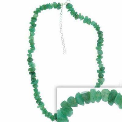 Sterling Silver Genuine Aventurine Chip Necklace