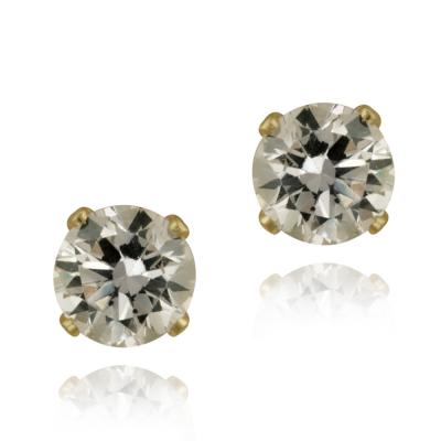 14K Yellow Gold 1.5ct CZ Stud Earrings, 6mm
