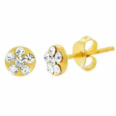 18K Gold over Sterling Silver CZ Mini Flower Stud Earrings
