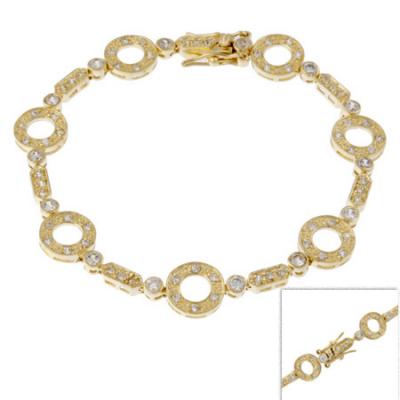 18K Gold over Sterling Silver Circle & Bar Link Bracelet
