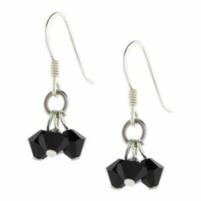 Sterling Silver Black Swarovski Elements Cluster Earrings
