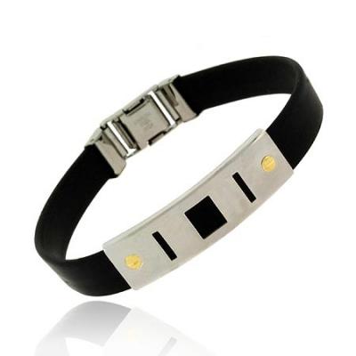 GENUINE 18K GOLD screw rubber steel shape BRACELET DAD