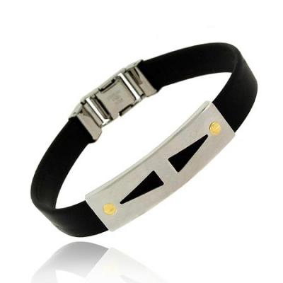 Genuine 18K Gold rubber Stainless Steel Screws Mens Bracelet