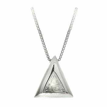 Sterling Silver CZ Triangle Slide Pendant