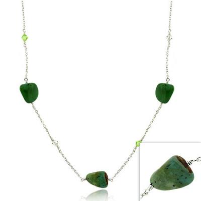 Silver GENUINE SWAROVSKI TURQUOISE STONE chain NECKLACE