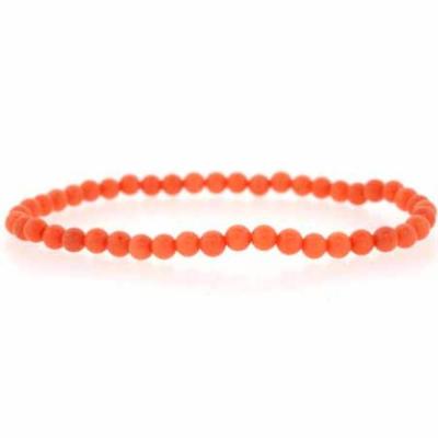 4mm Created Pink Coral Beads Stretch Bracelet