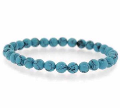Created Turquoise 6mm Beaded Stretch Bracelet