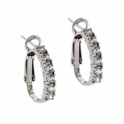 Sterling Silver CZ Half Hoop Earrings
