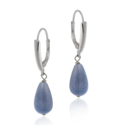Sterling Silver Simulated Blue Agate Teardrop Leverback Earrings