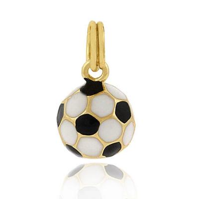 18K Gold Over Sterling Silver Enamel Soccer Charm