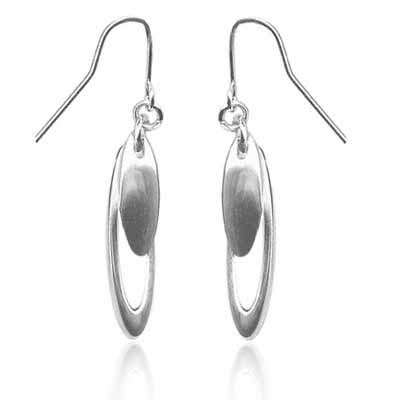 Sterling Silver Double Oval Dangle Earrings